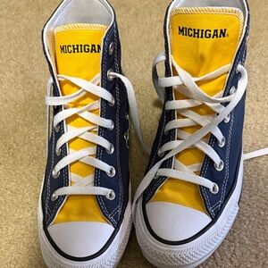 Michigan Women's High-Top Sneakers - Navy and Yellow